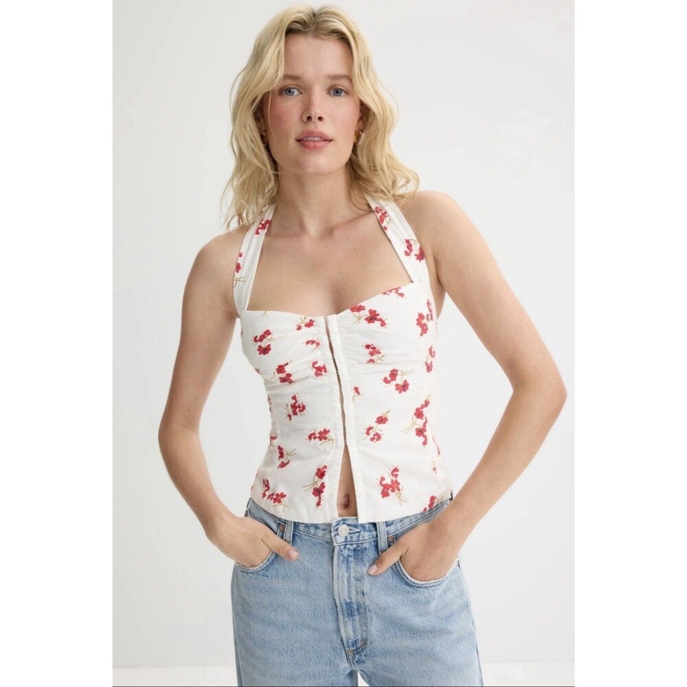 Bardot White Rixton Printed Halter Top Size L